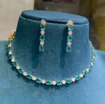 Emerald white stone necklace